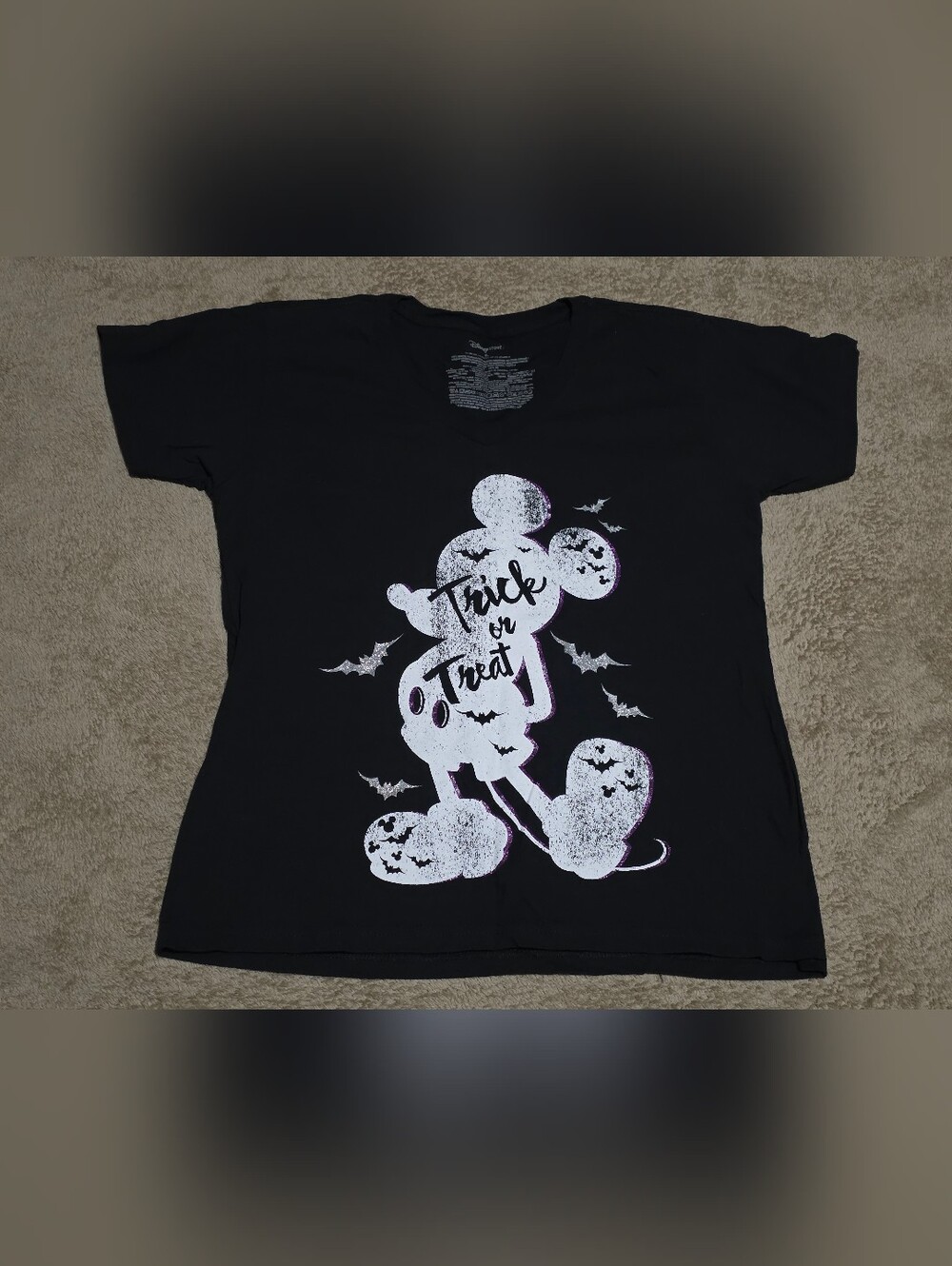 GUC Womens Disney Store Mickey Mouse Trick Or Treat Shirt Sz XL Black Halloween